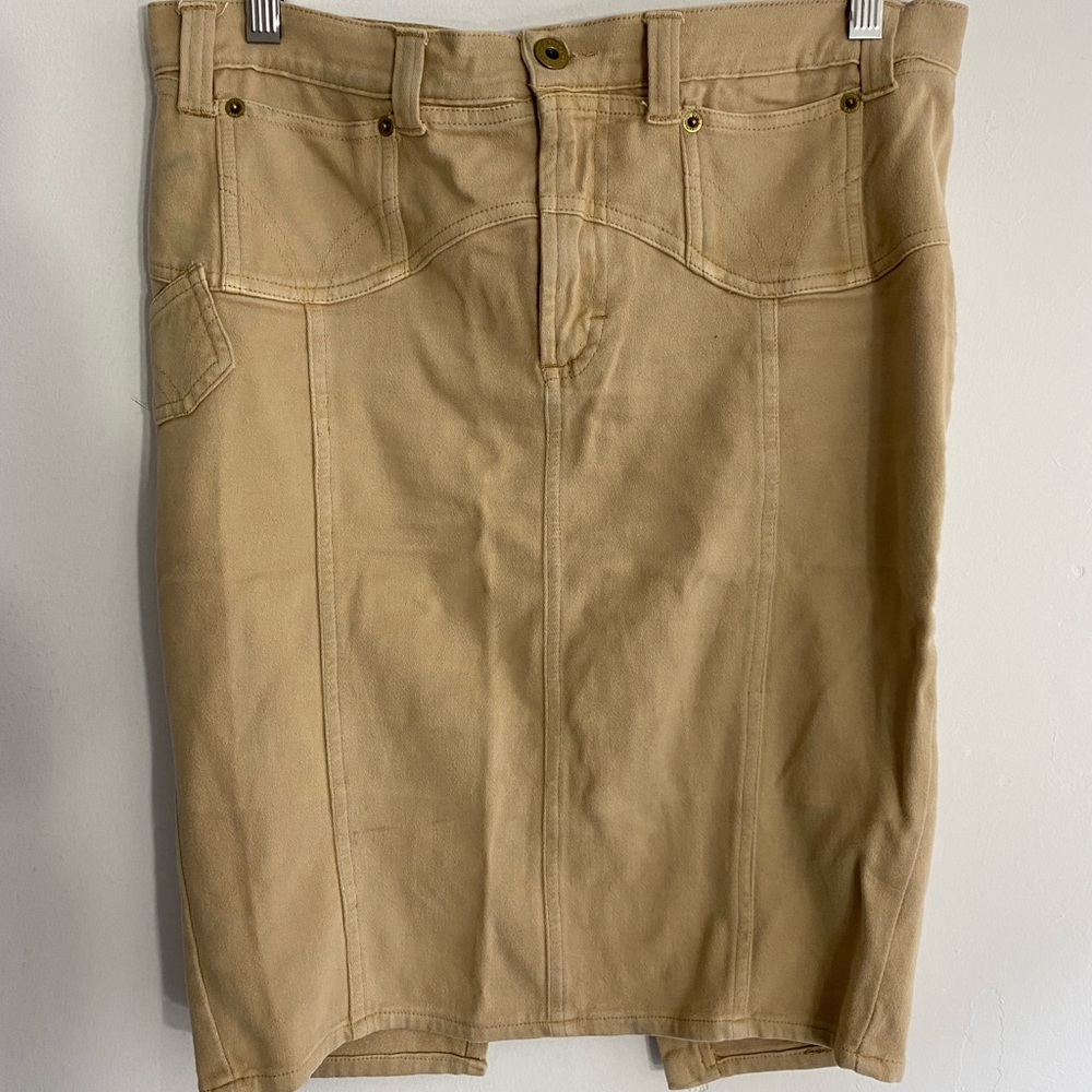 Dolce & Gabbana D&G camel brown beige pencil mini skirt